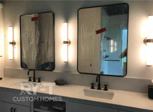 image of bathroom sinks and mirrors