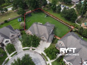 drone view of back yard with property lines