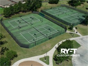 Ariel view of tennis courts