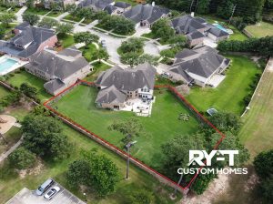 drone view of back yard with property line